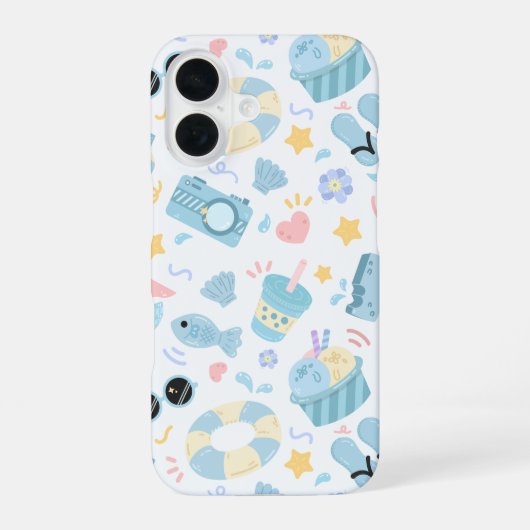 パステルサマービーチ柄 iPhone 16ケース (裏面)