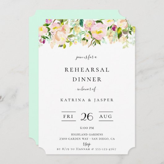 パステルサマーフローラリハーサルディナー 招待状 (正面/裏面)