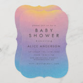 パステルサンセットウォーターカラーグラデーションベビーシャワー 招待状 (正面/裏面)