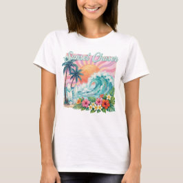 パステルサンセットチェイサービーチフラワー Tシャツ