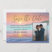 パステルサンセットデスティネーションビーチ日付の保存 招待状 (正面)