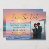 パステルサンセットデスティネーションビーチ日付の保存 招待状 (正面/裏面)