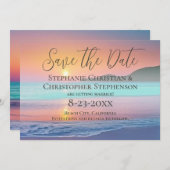 パステルサンセットデスティネーションビーチ日付の保存 招待状 (正面/裏面)