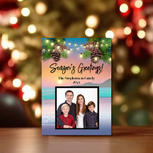 パステルサンセットビーチ海テーマフォトクリスマス