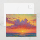 パステルサンセットビーチ - 画家風の海の風景 ポストカード (正面/裏面)