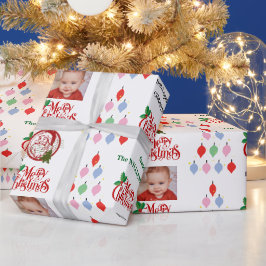 パステルサンタの承認を受けたパーソナライズされたメリークリスマス ラッピングペーパー