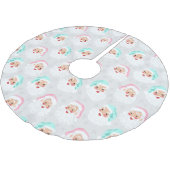 パステルサンタクロース顔ヴィンテージクリスマス ブラッシュドポリエステルツリースカート (アングル)