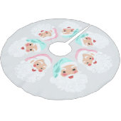 パステルサンタクロース顔ヴィンテージクリスマス ブラッシュドポリエステルツリースカート (アングル)