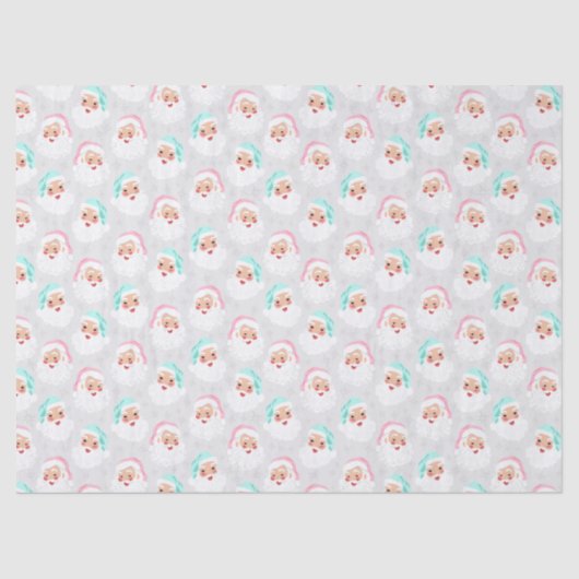 パステルサンタクロース顔ヴィンテージクリスマス 薄葉紙 (正面)