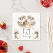 パステルサンドエレガントビーチパーティー食べケーキ スタンダードカクテルナプキン (インサイチュ)