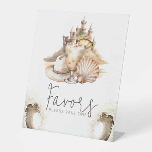 パステルサンド誕生日ビーチテーブルサイン 台座サイン (正面)