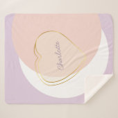 パステルサークルとハートと子の名前 シェルパブランケット (正面(横))