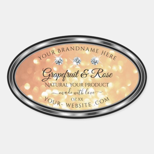 パステルサーモングリッター製品ラベルとダイヤモンド 楕円形シール (正面)