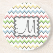 パステルシェブロンとモノグラムby Shirley Taylor コースター (正面)