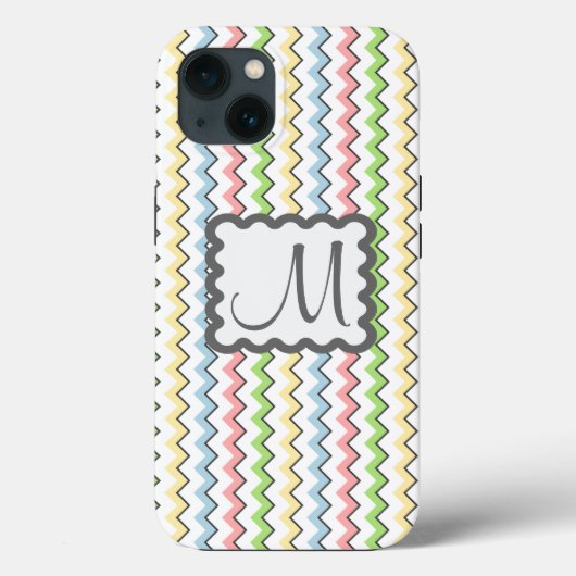 パステルシェブロンとモノグラムby Shirley Taylor Case-Mate iPhoneケース (裏面)