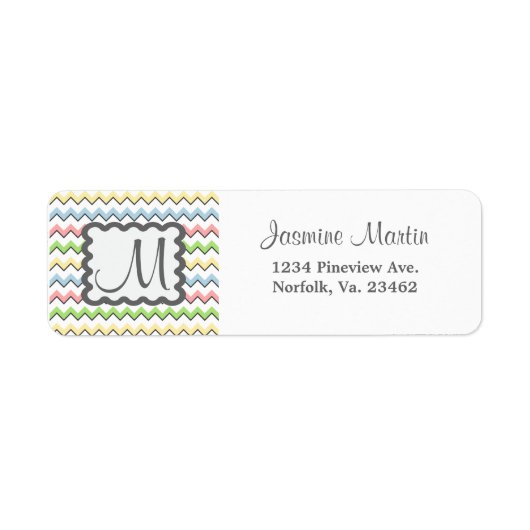 パステルシェブロン – ドロップシャドウとモノグラム ラベル (正面)