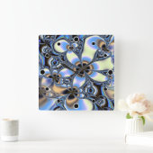 パステルシェードのフラクタルフローラ スクエア壁時計 (ホーム)