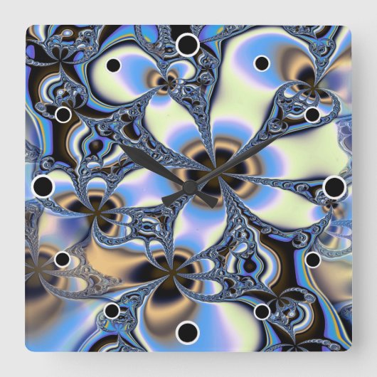 パステルシェードのフラクタルフローラ スクエア壁時計 (正面)