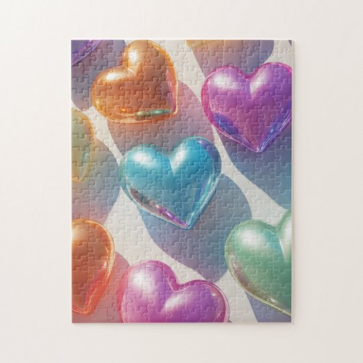 パステルシェードの光沢のあるバレンタインハート垂直方向 ジグソーパズル (縦)