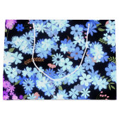 パステルシェード花パターンブラックBG ラージペーパーバッグ (正面)