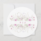 パステルシェード赤面ピンクワイルドフローラ結婚ズ 招待状 (裏面)