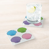 パステルシカラフルアシェルパック ガラスコースター (アングル)
