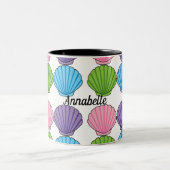 パステルシカラフルアシェルパック |独自の名前を追加 ツートーンマグカップ (中央)