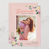 パステルシックフローラ赤面ガール写真卒業 案内状 (正面/裏面)