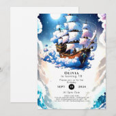 パステルシップアホイパイレーツ誕生日 招待状 (正面/裏面)