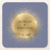 パステルシテリア金ゴールドムーンスターズ スクエアペーパーコースター (正面)