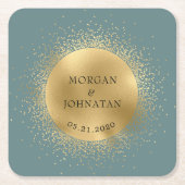 パステルシテリア金ゴールドムーンスターズ スクエアペーパーコースター (正面)