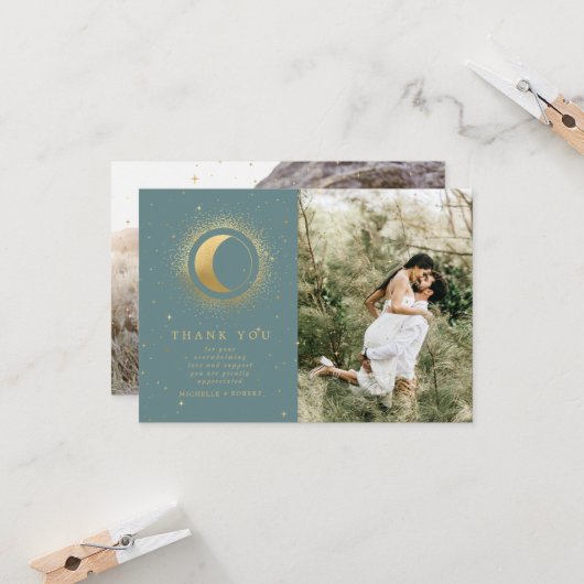 パステルシテリア金ゴールド2枚フォトサンキューカード 招待状 (正面/裏面インサイチュ)