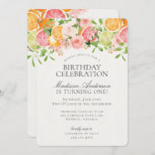 パステルシトラスフローラリトルかわいこちゃんバースデーパーティー 招待状 (正面/裏面)