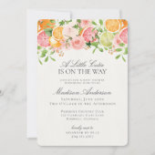 パステルシトラスフローラリトルかわいこちゃんベビーシャワー 招待状 (正面)