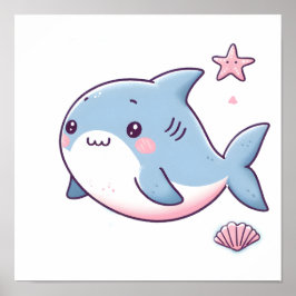 パステルシャークデザインソフトカラーシャークアート ポスター