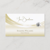 パステルシルク金ゴールドとホワイトダイヤモンドきらめく付き 名刺 (正面)