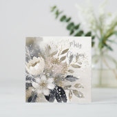 パステルシルバーとゴールドのクリスマススプレー カスタム シーズンカード (スタンド正面)