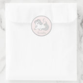 パステルシルバーユニコーン誕生日パーティー独自の名前 ラウンドシール (バッグ)