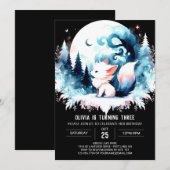 パステルシンプルウルフ誕生日 招待状 (正面/裏面)