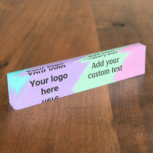 パステルシンプルカラー追加ロゴカスタム文字thr デスクネームプレート (側面)