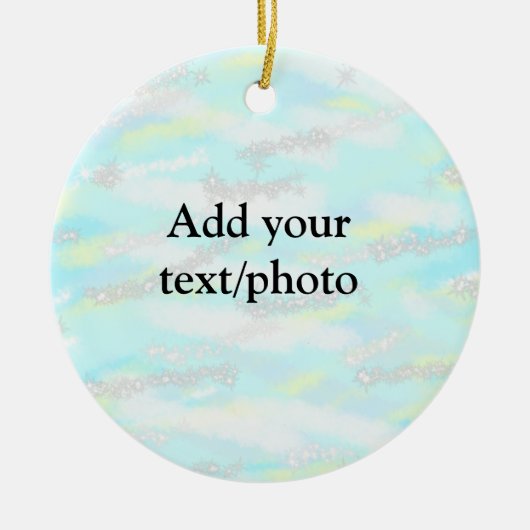 パステルシンプルグリッターカラフルの追加テキスト写真 セラミックオーナメント (正面)