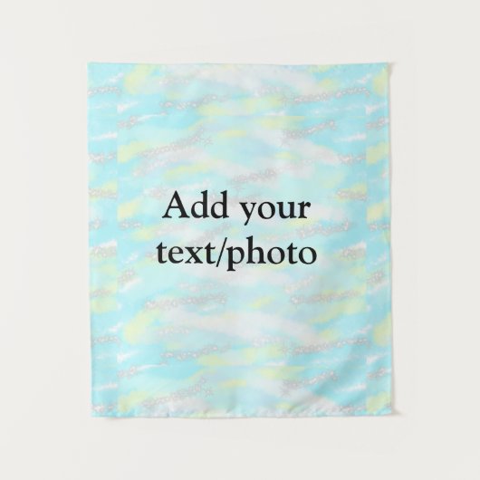 パステルシンプルグリッターカラフルの追加テキスト写真 タペストリー (正面)