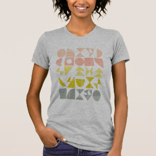 パステルシンプルサンゴの幾何学的な形状のライン Tシャツ