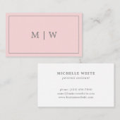 パステルシンプルピンクグレーツーイニシャルモノグラムロゴ 名刺 (正面/裏面)