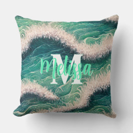 パステルシンプル海波モノグラムの クッション