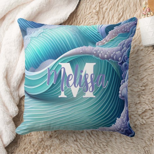 パステルシーウェーブズモノグラム クッション (ブランケット)