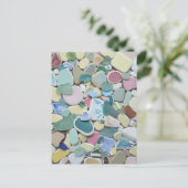 パステルシーグラスビーチガラスアートフォト陶器 ポストカード (スタンド正面)