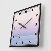 パステルシースケープと帆船 スクエア壁時計 (傾斜)