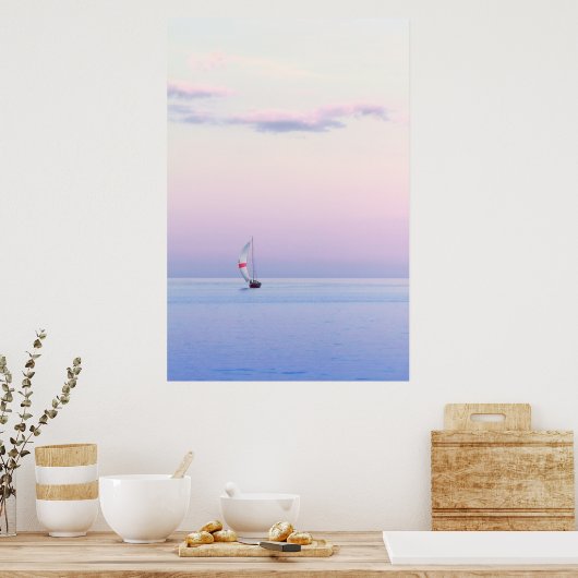 パステルシースケープと帆船 ポスター (キッチン)