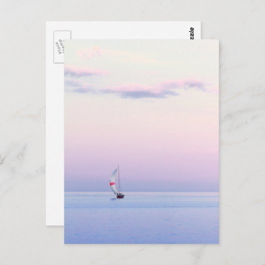 パステルシースケープと帆船 ポストカード (正面/裏面)
